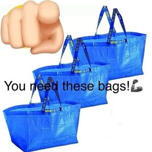 3 IKEA Blue Shopping Bags 🛍️ for carrying gifts 🦾 super sturdy! New!